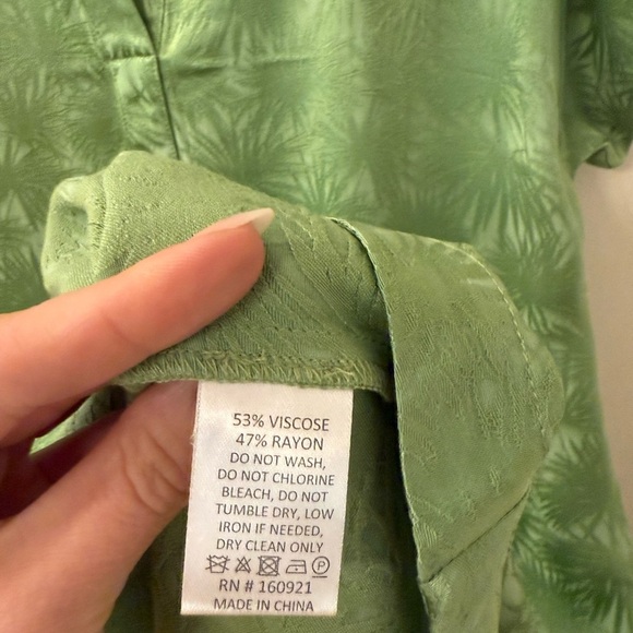 S’EDGE Bright Green Palm Print Tropical Beachy Summer Maxi Dress Cover Up- Small - Picture 7 of 7